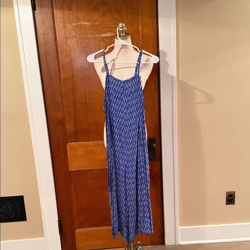 Anthropologie Blue Fish-Print Jumpsuit